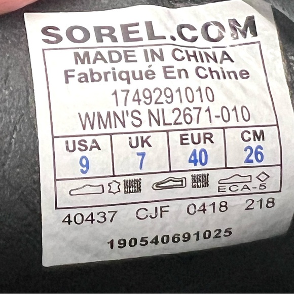 Sorel Emelie Black Leather Waterproof Winter Ankle Chelsea Boots Women’s 9 - Picture 11 of 12